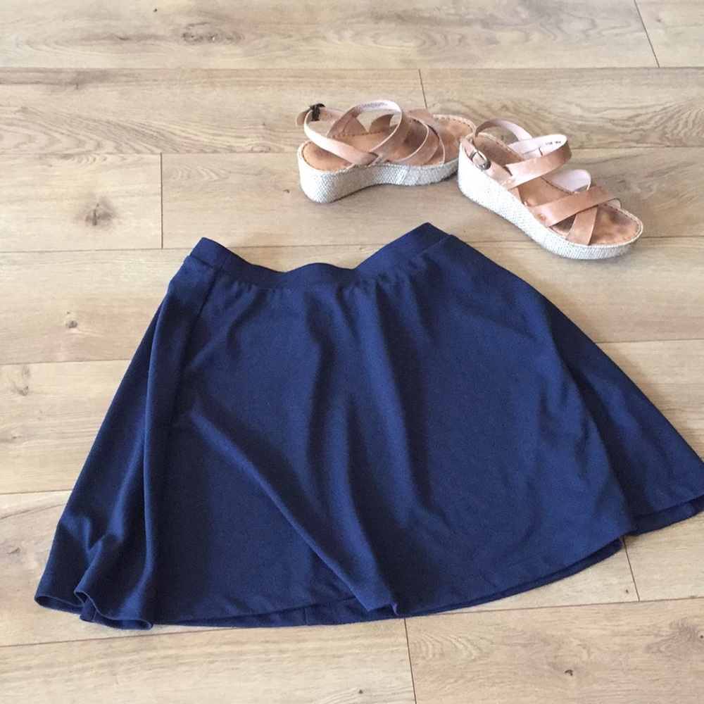 Navy Blue matte thick Jersey Skater Skirt small